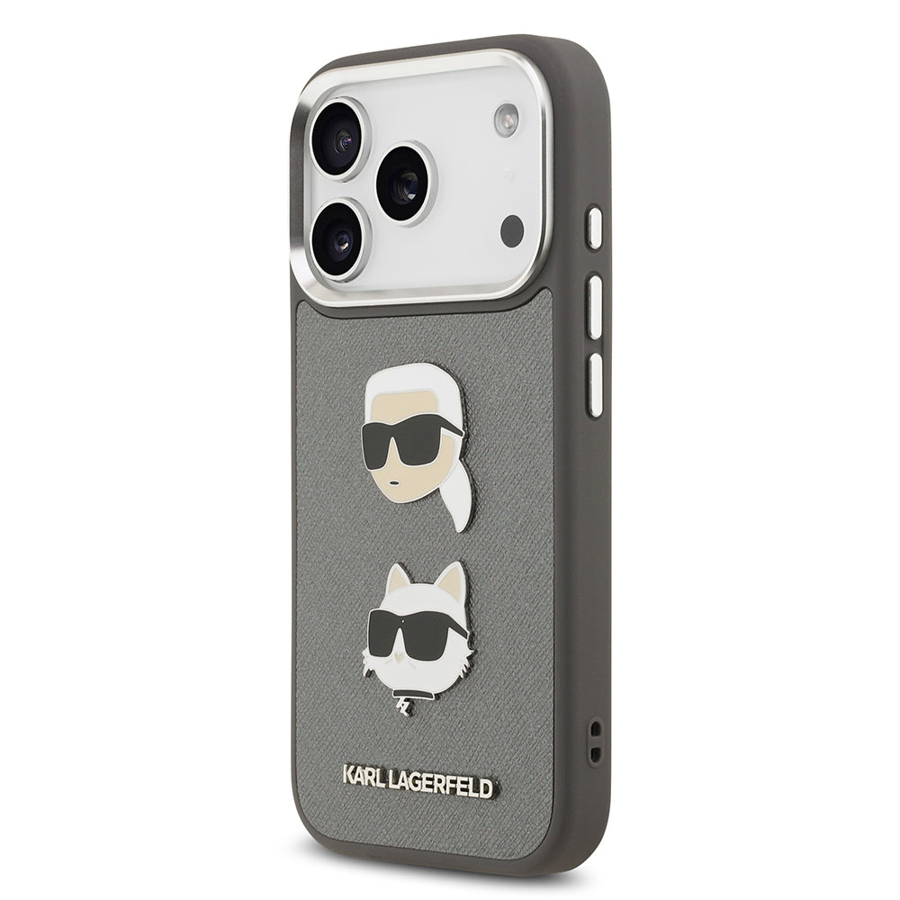 iPhone 17 Pro Kılıf Karl Lagerfeld Orijinal Lisanslı Metal Logolu K&C Heads Pin Kılıf