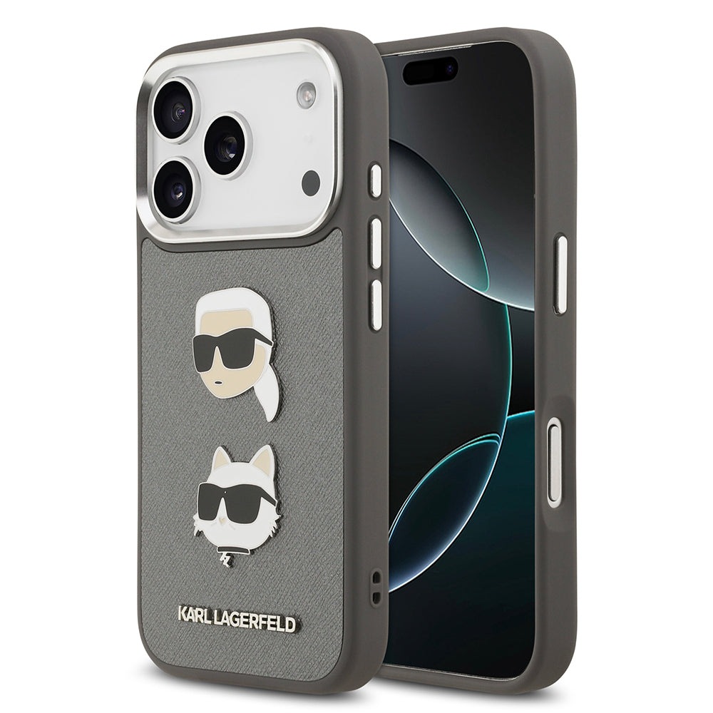 iPhone 17 Pro Kılıf Karl Lagerfeld Orijinal Lisanslı Metal Logolu K&C Heads Pin Kılıf