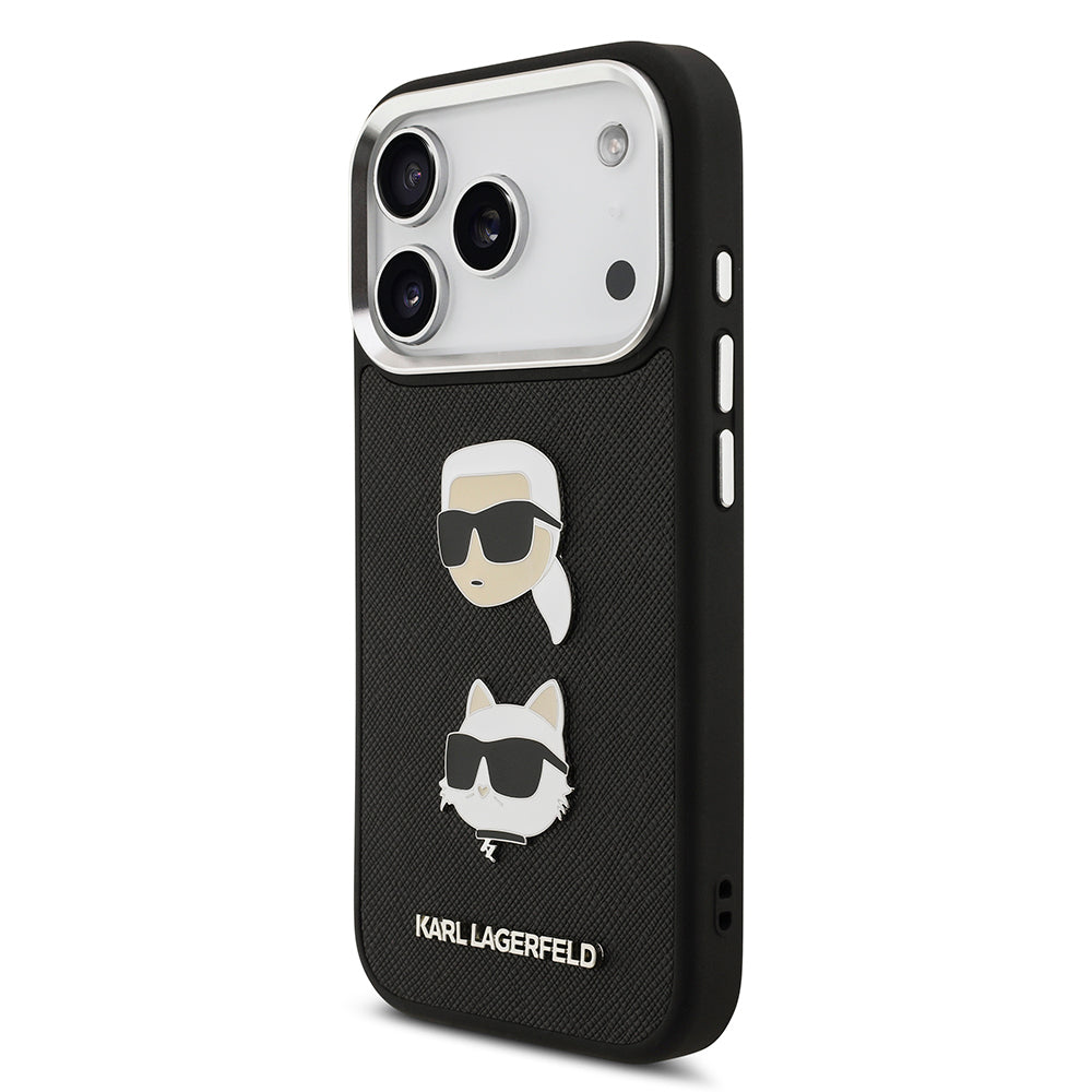 iPhone 17 Pro Kılıf Karl Lagerfeld Orijinal Lisanslı Metal Logolu K&C Heads Pin Kılıf