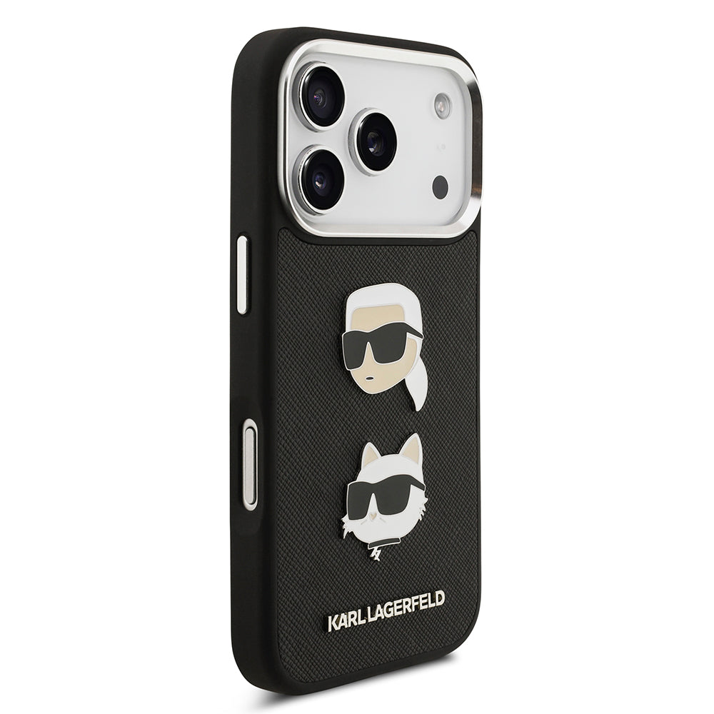iPhone 17 Pro Kılıf Karl Lagerfeld Orijinal Lisanslı Metal Logolu K&C Heads Pin Kılıf