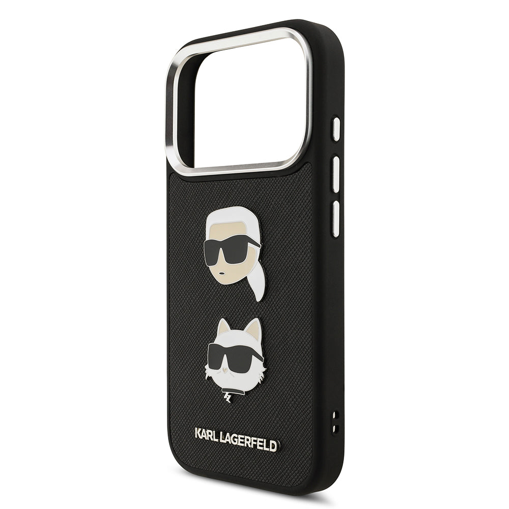 iPhone 17 Pro Kılıf Karl Lagerfeld Orijinal Lisanslı Metal Logolu K&C Heads Pin Kılıf