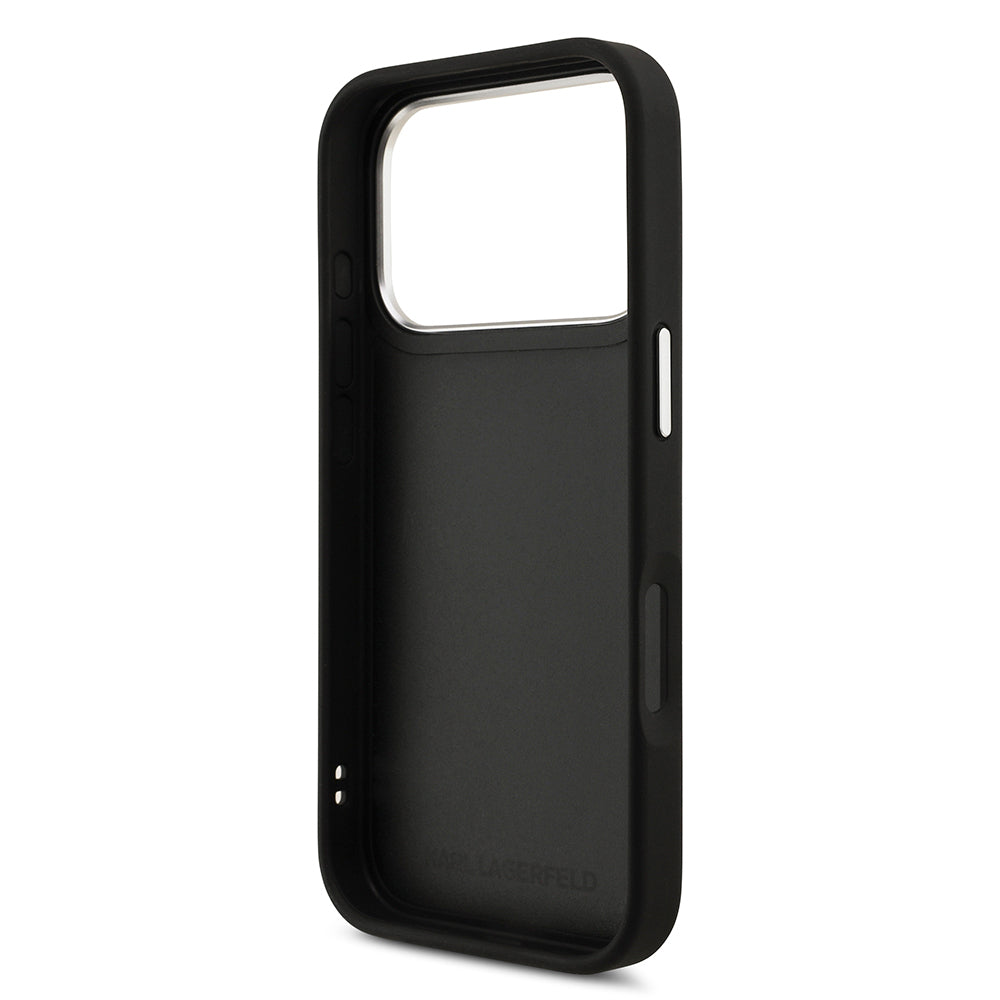 iPhone 17 Pro Kılıf Karl Lagerfeld Orijinal Lisanslı Metal Logolu K&C Heads Pin Kılıf