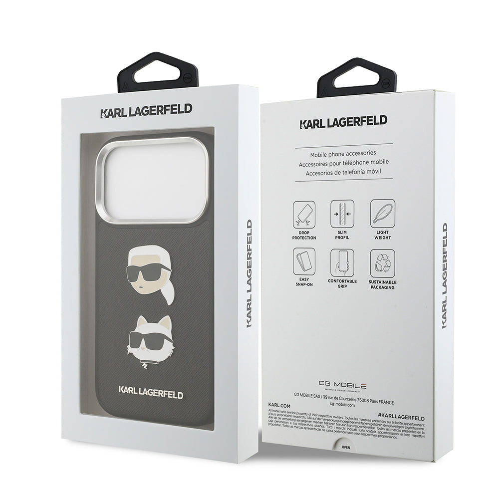 iPhone 17 Pro Kılıf Karl Lagerfeld Orijinal Lisanslı Metal Logolu K&C Heads Pin Kılıf