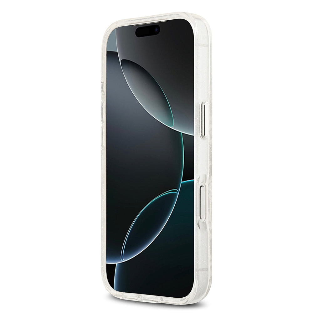iPhone 17 Pro Kılıf Karl Lagerfeld Orijinal Lisanslı Parlayan Simli Karl & Choupette Heads Kılıf