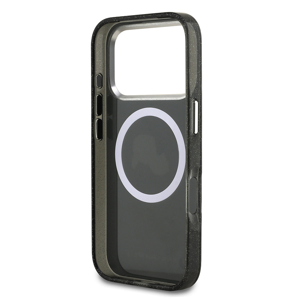 iPhone 17 Pro Kılıf Karl Lagerfeld Orijinal Lisanslı Parlayan Simli Karl & Choupette Heads Kılıf