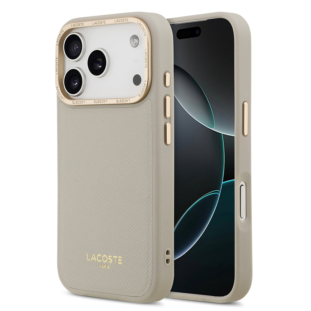 iPhone 17 Pro Kılıf Lacoste Orijinal Lisanslı M-safe Şarj Özellikli Champs Elysees PU Deri Tasarımlı Kılıf