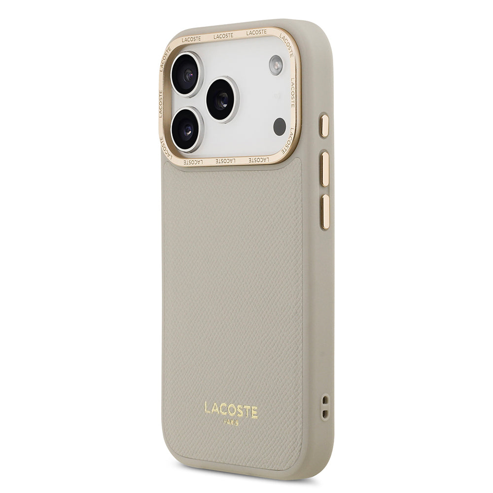 iPhone 17 Pro Kılıf Lacoste Orijinal Lisanslı M-safe Şarj Özellikli Champs Elysees PU Deri Tasarımlı Kılıf