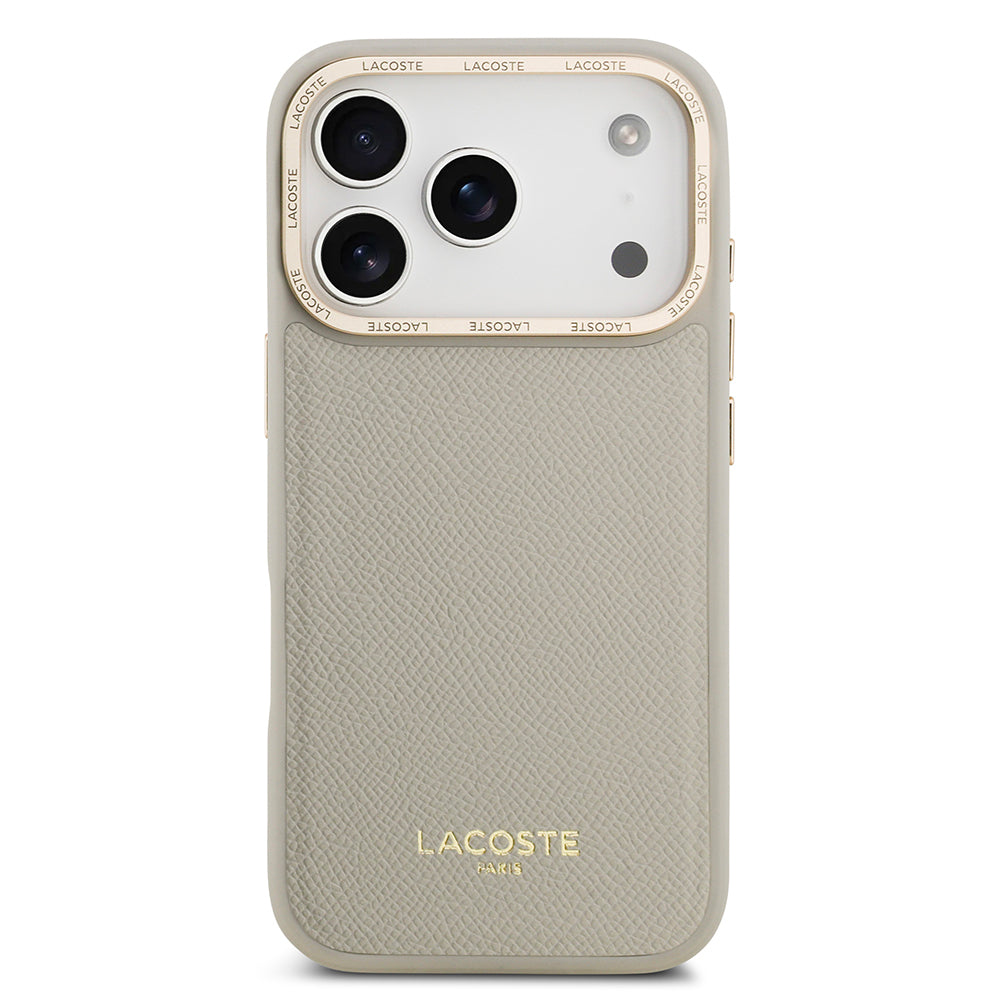 iPhone 17 Pro Kılıf Lacoste Orijinal Lisanslı M-safe Şarj Özellikli Champs Elysees PU Deri Tasarımlı Kılıf