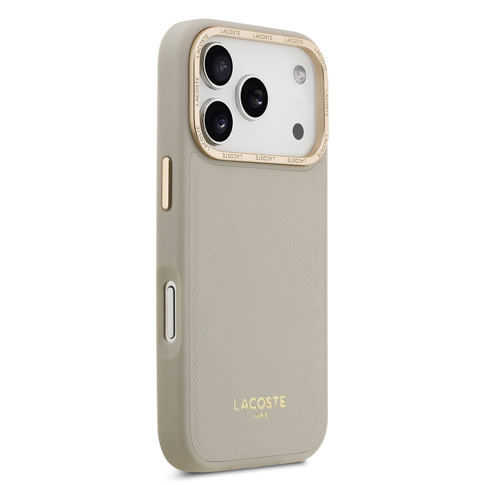 iPhone 17 Pro Kılıf Lacoste Orijinal Lisanslı M-safe Şarj Özellikli Champs Elysees PU Deri Tasarımlı Kılıf