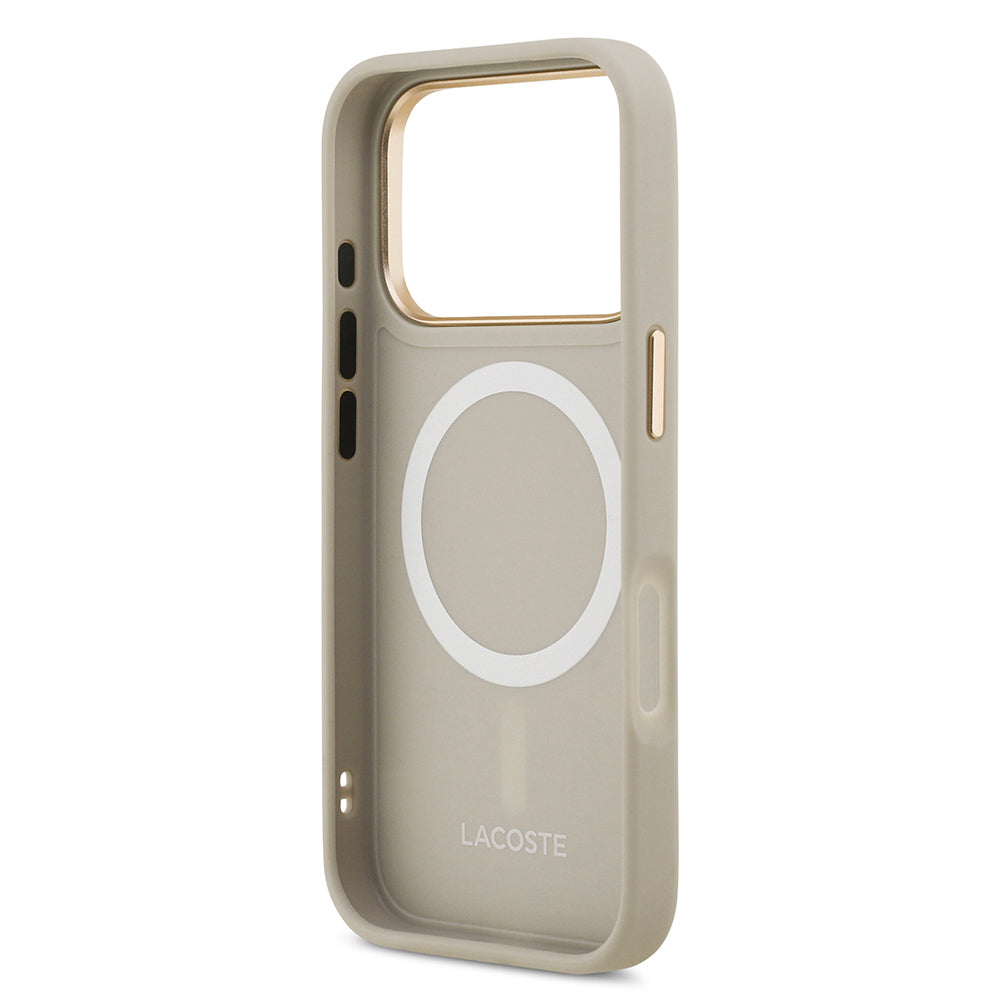 iPhone 17 Pro Kılıf Lacoste Orijinal Lisanslı M-safe Şarj Özellikli Champs Elysees PU Deri Tasarımlı Kılıf