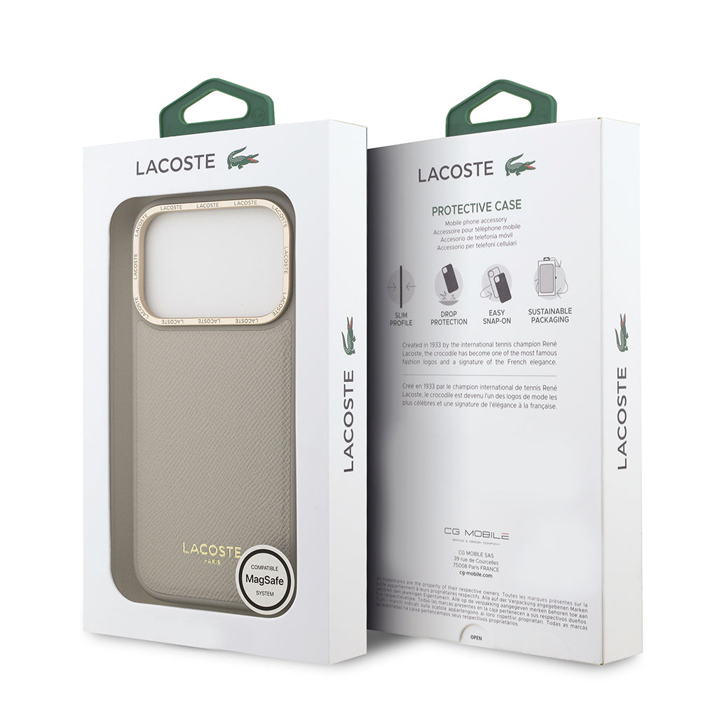 iPhone 17 Pro Kılıf Lacoste Orijinal Lisanslı M-safe Şarj Özellikli Champs Elysees PU Deri Tasarımlı Kılıf