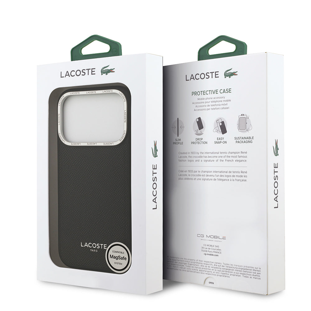 iPhone 17 Pro Kılıf Lacoste Orijinal Lisanslı M-safe Şarj Özellikli Champs Elysees PU Deri Tasarımlı Kılıf