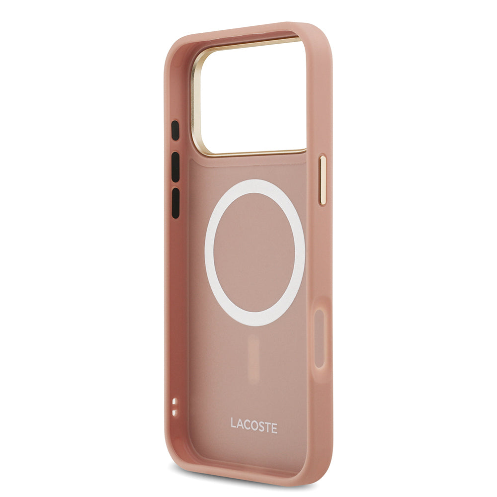 iPhone 17 Pro Kılıf Lacoste Orijinal Lisanslı M-safe Şarj Özellikli Champs Elysees PU Deri Tasarımlı Kılıf