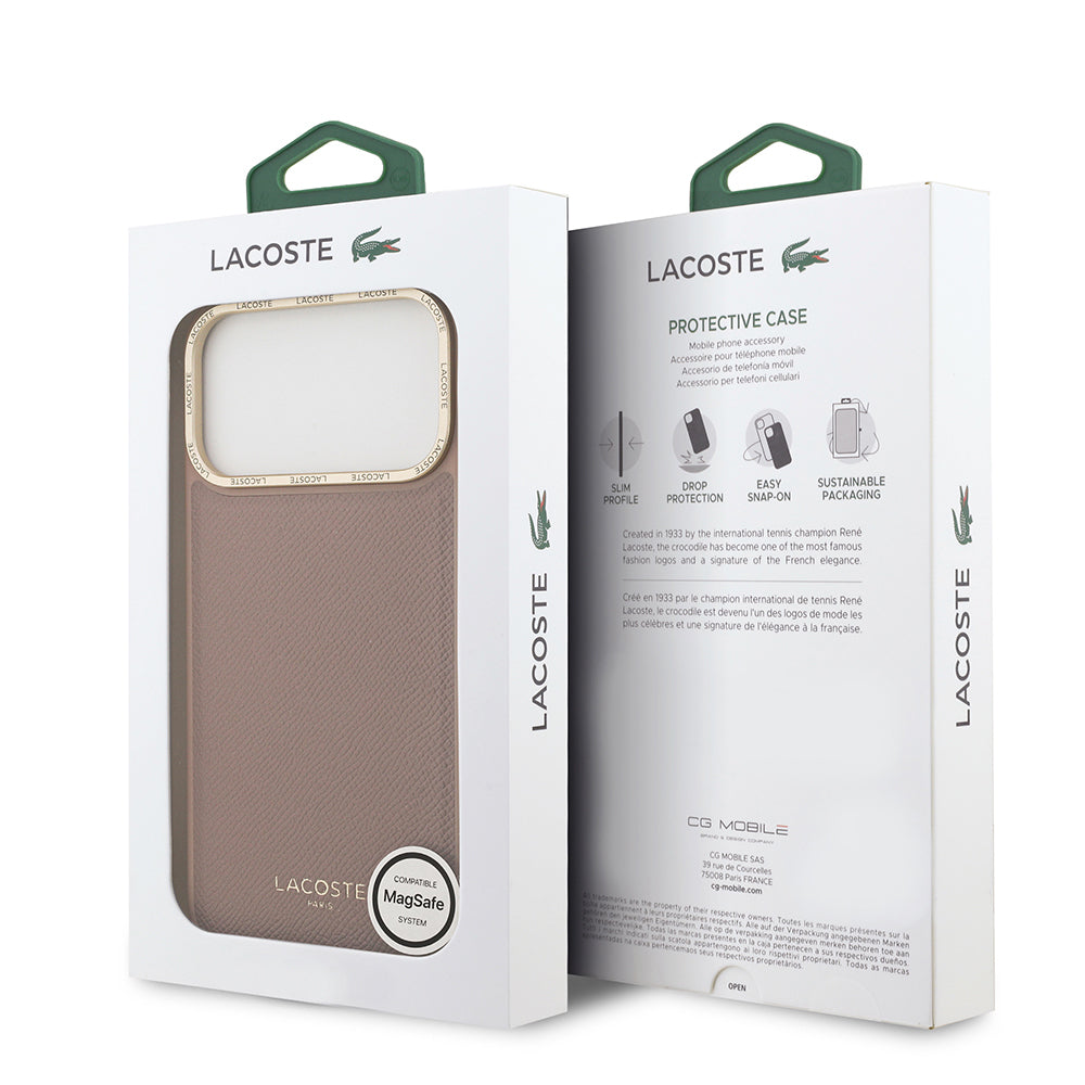 iPhone 17 Pro Kılıf Lacoste Orijinal Lisanslı M-safe Şarj Özellikli Champs Elysees PU Deri Tasarımlı Kılıf