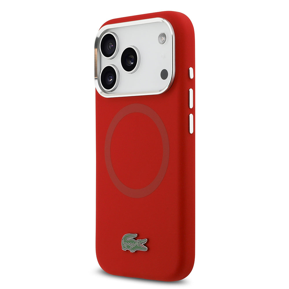 iPhone 17 Pro Kılıf Lacoste Orijinal Lisanslı M-safe Şarj Özellikli İkonik Logolu Metal Kamera Çerçeveli Silikon Kılıf