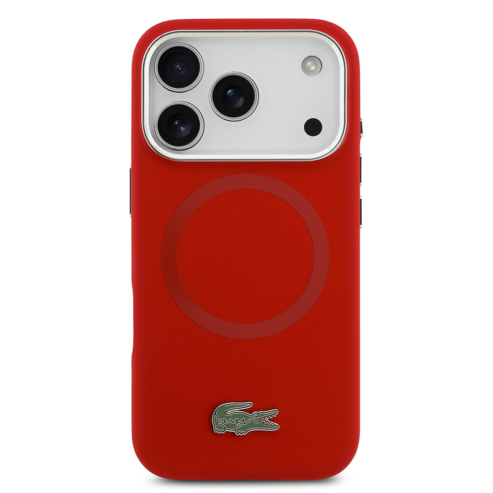 iPhone 17 Pro Kılıf Lacoste Orijinal Lisanslı M-safe Şarj Özellikli İkonik Logolu Metal Kamera Çerçeveli Silikon Kılıf