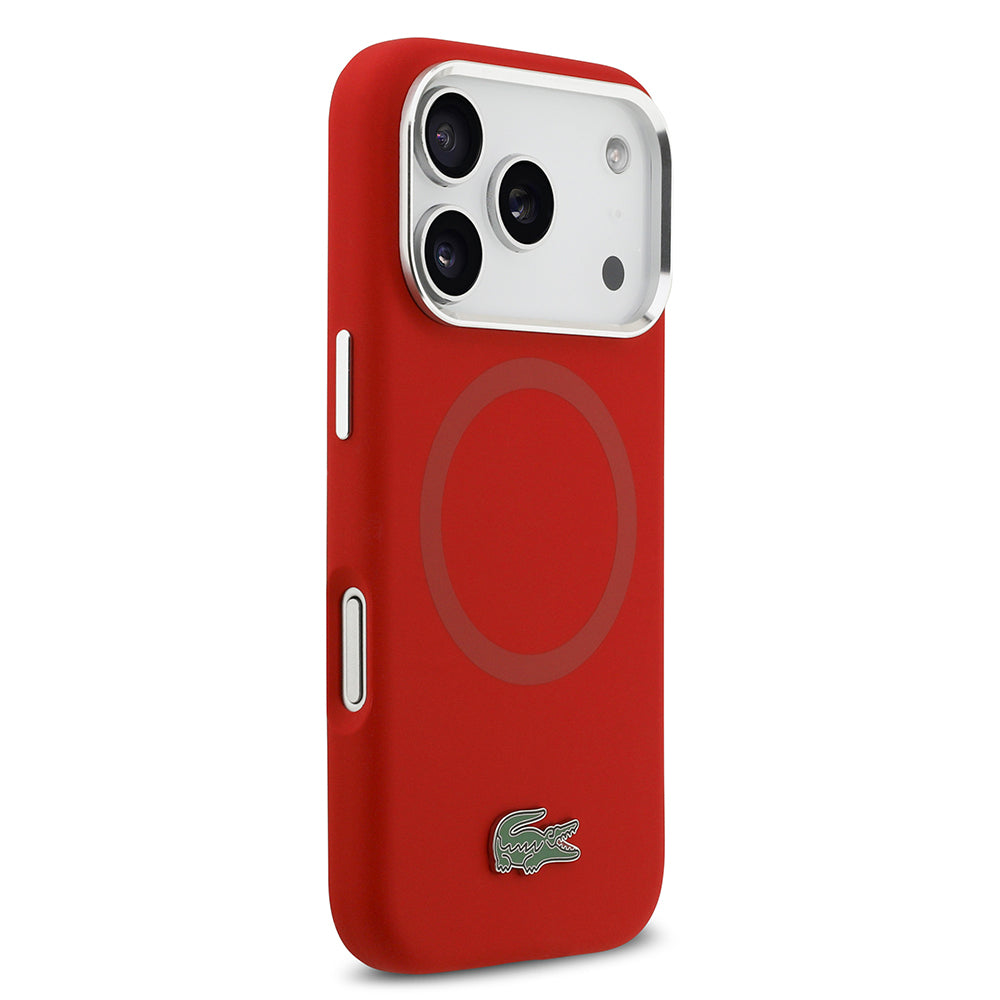 iPhone 17 Pro Kılıf Lacoste Orijinal Lisanslı M-safe Şarj Özellikli İkonik Logolu Metal Kamera Çerçeveli Silikon Kılıf