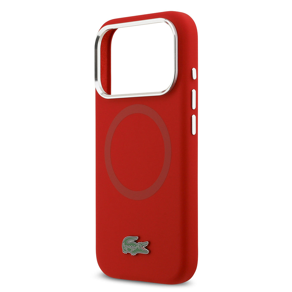 iPhone 17 Pro Kılıf Lacoste Orijinal Lisanslı M-safe Şarj Özellikli İkonik Logolu Metal Kamera Çerçeveli Silikon Kılıf