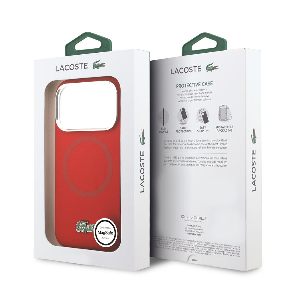 iPhone 17 Pro Kılıf Lacoste Orijinal Lisanslı M-safe Şarj Özellikli İkonik Logolu Metal Kamera Çerçeveli Silikon Kılıf