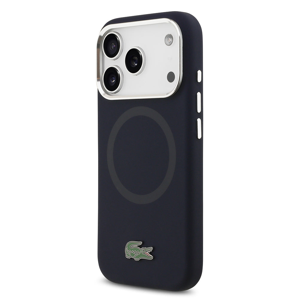 iPhone 17 Pro Kılıf Lacoste Orijinal Lisanslı M-safe Şarj Özellikli İkonik Logolu Metal Kamera Çerçeveli Silikon Kılıf
