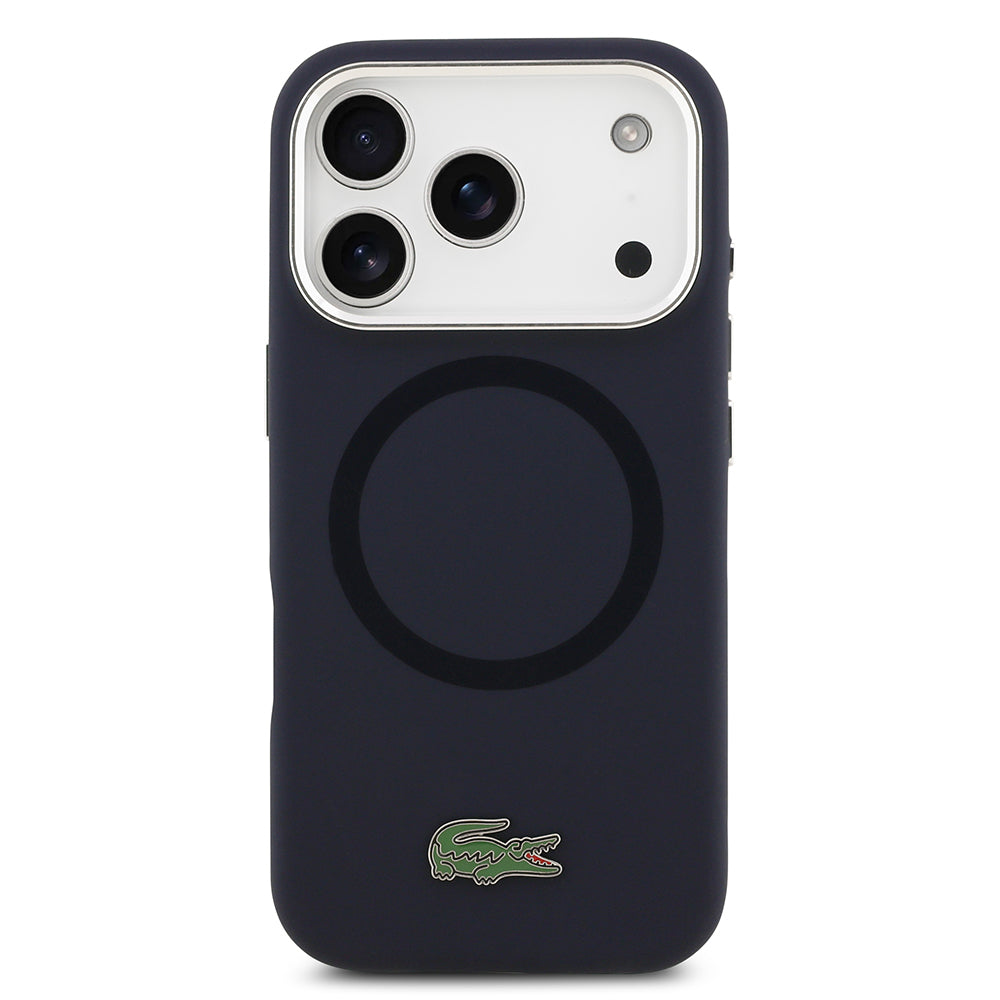 iPhone 17 Pro Kılıf Lacoste Orijinal Lisanslı M-safe Şarj Özellikli İkonik Logolu Metal Kamera Çerçeveli Silikon Kılıf