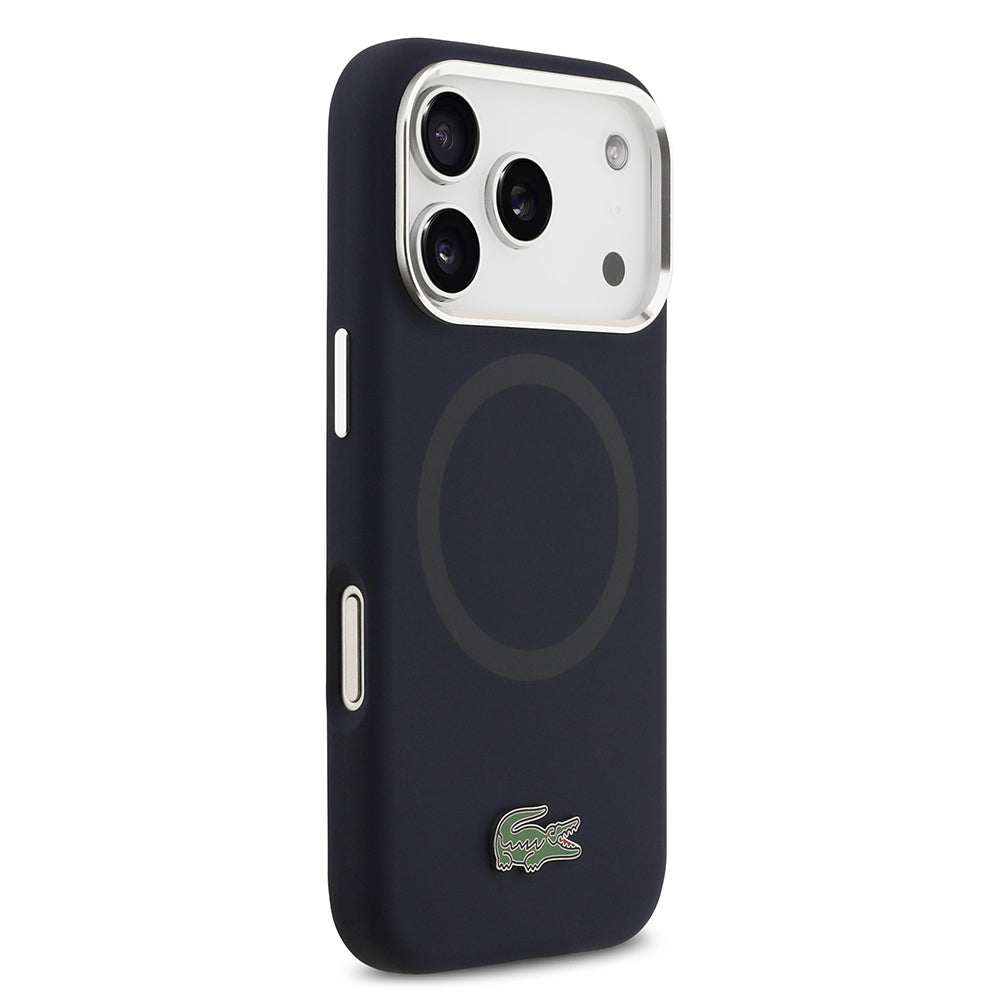iPhone 17 Pro Kılıf Lacoste Orijinal Lisanslı M-safe Şarj Özellikli İkonik Logolu Metal Kamera Çerçeveli Silikon Kılıf