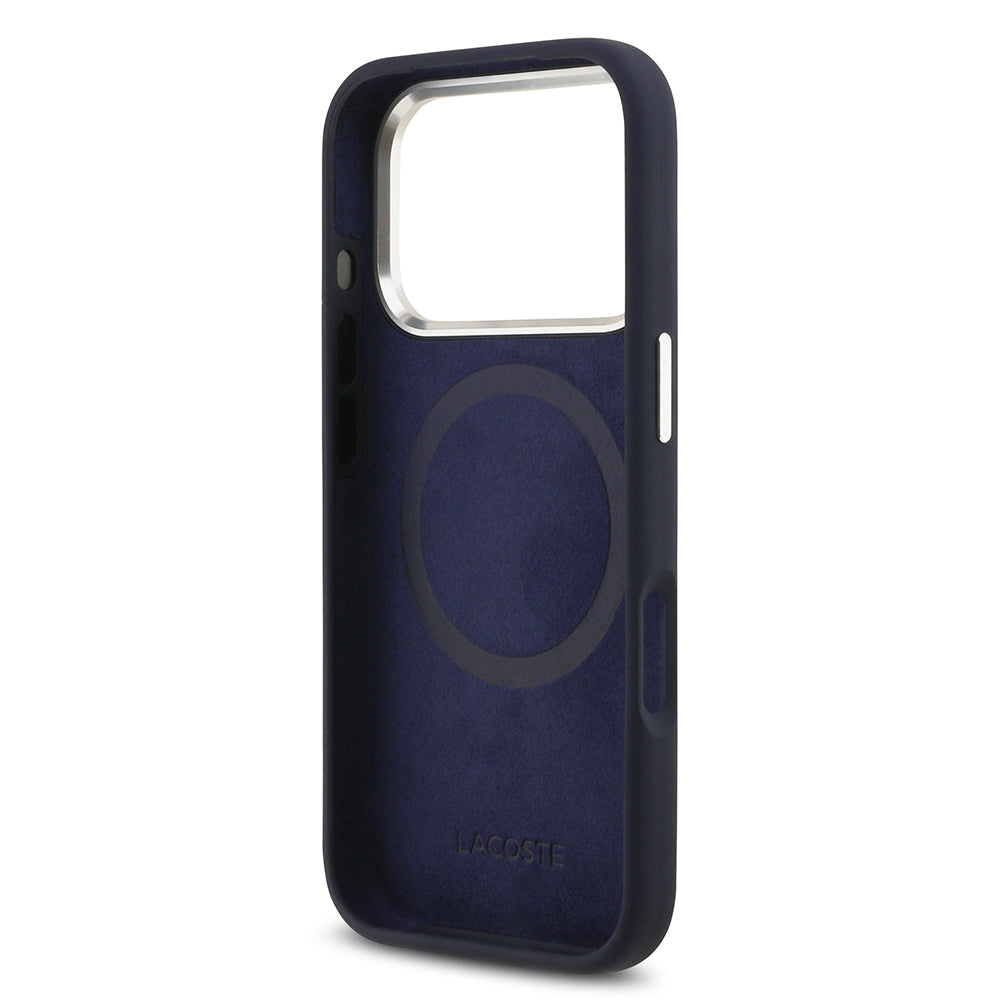 iPhone 17 Pro Kılıf Lacoste Orijinal Lisanslı M-safe Şarj Özellikli İkonik Logolu Metal Kamera Çerçeveli Silikon Kılıf