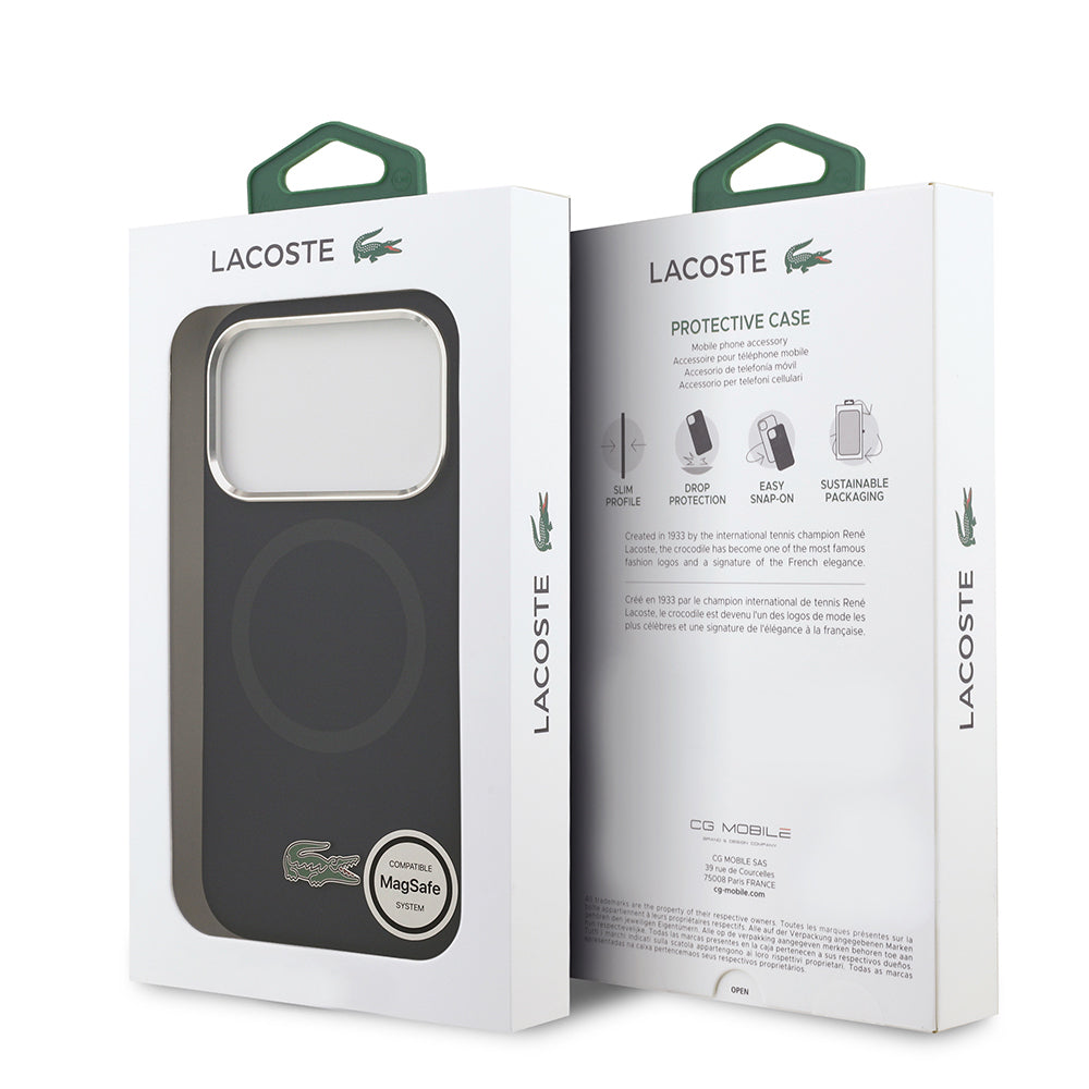 iPhone 17 Pro Kılıf Lacoste Orijinal Lisanslı M-safe Şarj Özellikli İkonik Logolu Metal Kamera Çerçeveli Silikon Kılıf
