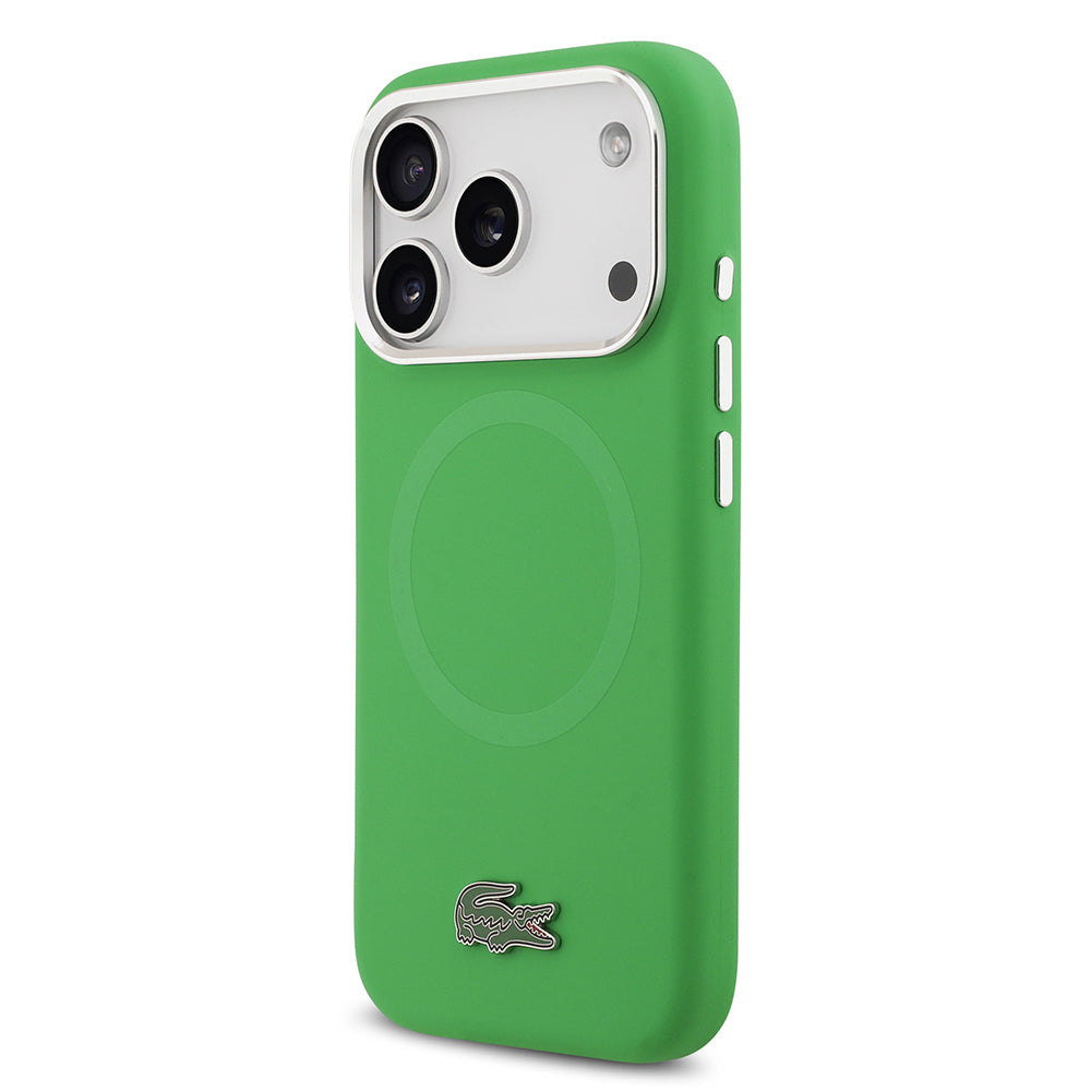 iPhone 17 Pro Kılıf Lacoste Orijinal Lisanslı M-safe Şarj Özellikli İkonik Logolu Metal Kamera Çerçeveli Silikon Kılıf