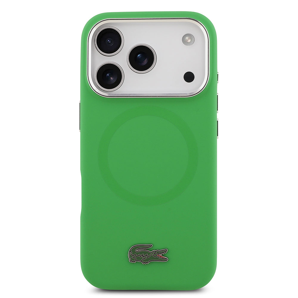 iPhone 17 Pro Kılıf Lacoste Orijinal Lisanslı M-safe Şarj Özellikli İkonik Logolu Metal Kamera Çerçeveli Silikon Kılıf