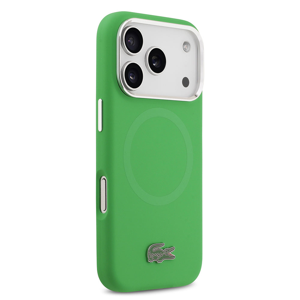 iPhone 17 Pro Kılıf Lacoste Orijinal Lisanslı M-safe Şarj Özellikli İkonik Logolu Metal Kamera Çerçeveli Silikon Kılıf