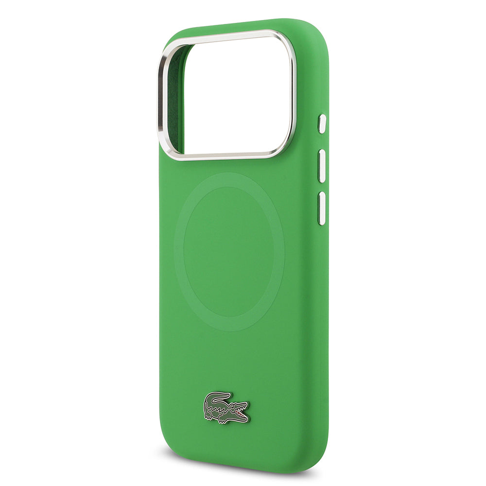 iPhone 17 Pro Kılıf Lacoste Orijinal Lisanslı M-safe Şarj Özellikli İkonik Logolu Metal Kamera Çerçeveli Silikon Kılıf