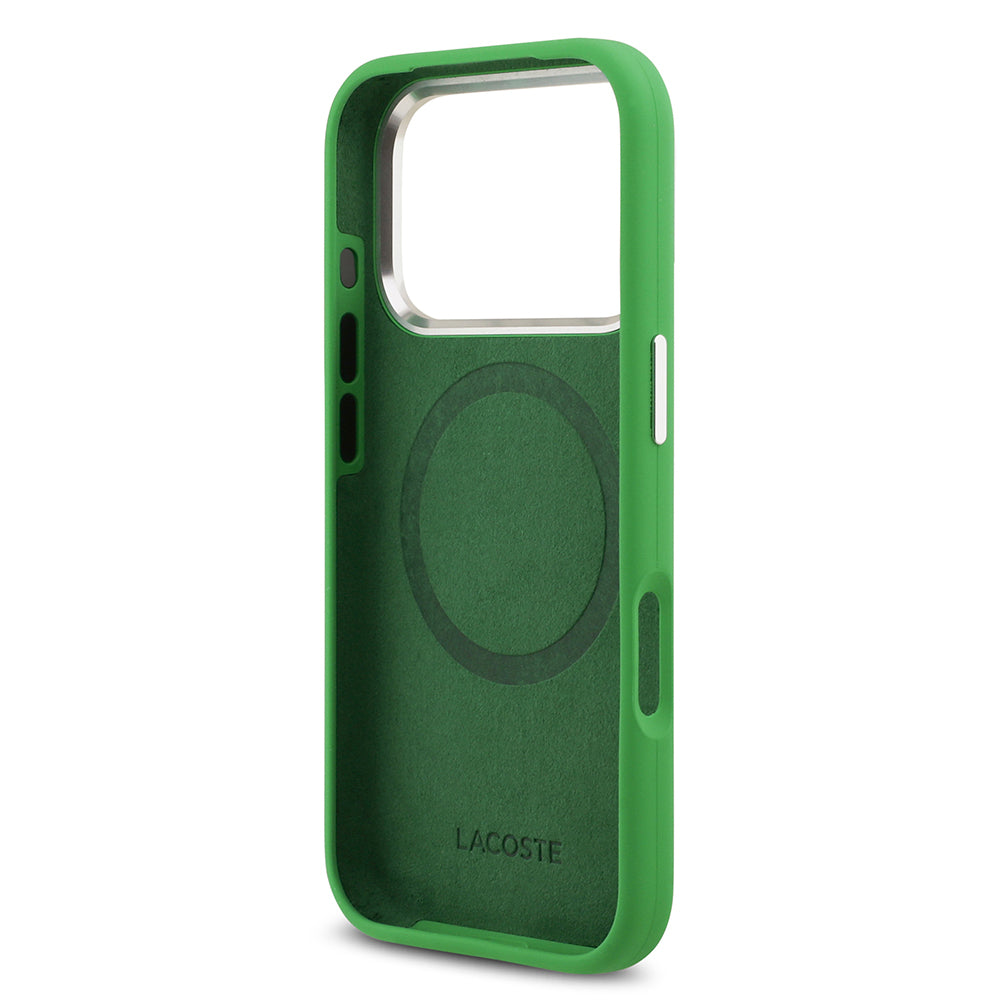 iPhone 17 Pro Kılıf Lacoste Orijinal Lisanslı M-safe Şarj Özellikli İkonik Logolu Metal Kamera Çerçeveli Silikon Kılıf