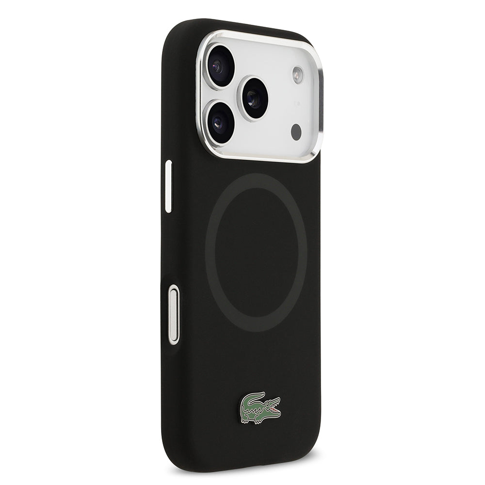 iPhone 17 Pro Kılıf Lacoste Orijinal Lisanslı M-safe Şarj Özellikli İkonik Logolu Metal Kamera Çerçeveli Silikon Kılıf