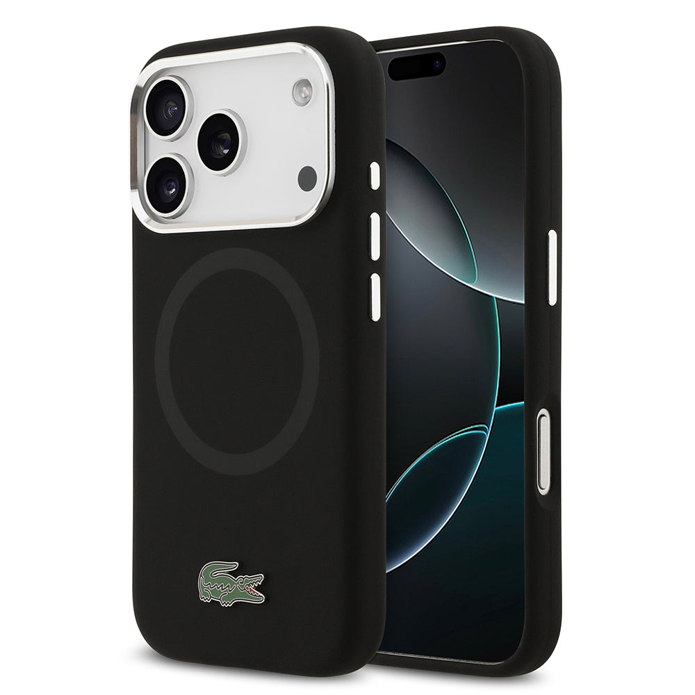 iPhone 17 Pro Kılıf Lacoste Orijinal Lisanslı M-safe Şarj Özellikli İkonik Logolu Metal Kamera Çerçeveli Silikon Kılıf