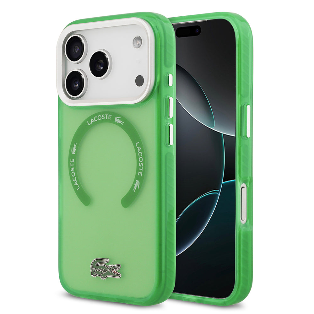 iPhone 17 Pro Kılıf Lacoste Orijinal Lisanslı M-safe Şarj Özellikli İkonik Timsah Logolu Buzlu Kılıf