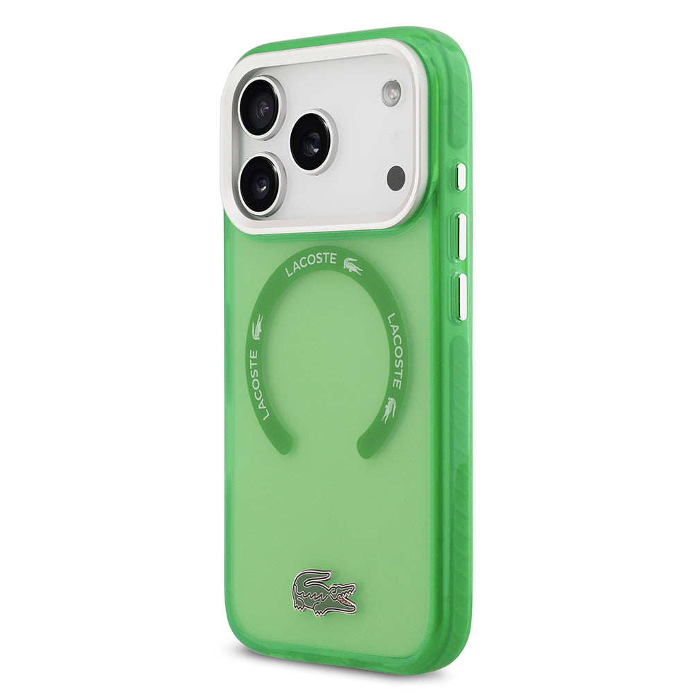 iPhone 17 Pro Kılıf Lacoste Orijinal Lisanslı M-safe Şarj Özellikli İkonik Timsah Logolu Buzlu Kılıf