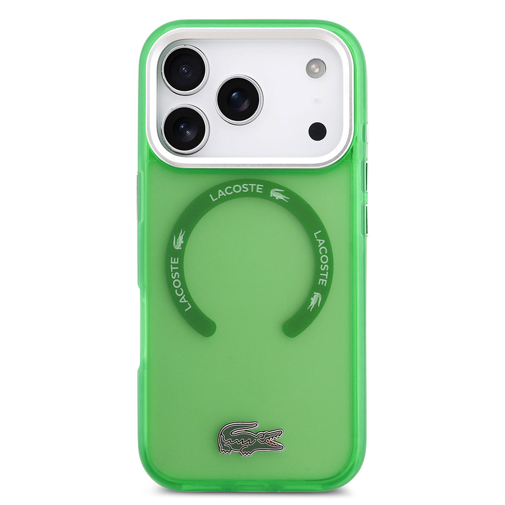 iPhone 17 Pro Kılıf Lacoste Orijinal Lisanslı M-safe Şarj Özellikli İkonik Timsah Logolu Buzlu Kılıf