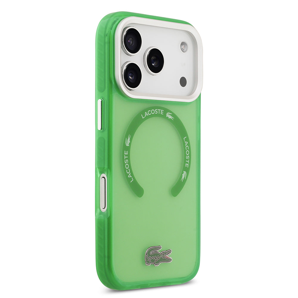 iPhone 17 Pro Kılıf Lacoste Orijinal Lisanslı M-safe Şarj Özellikli İkonik Timsah Logolu Buzlu Kılıf