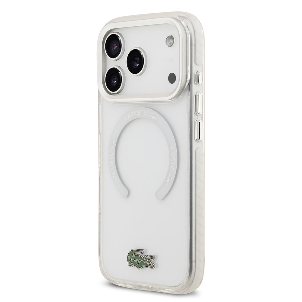 iPhone 17 Pro Kılıf Lacoste Orijinal Lisanslı M-safe Şarj Özellikli İkonik Timsah Logolu Buzlu Kılıf