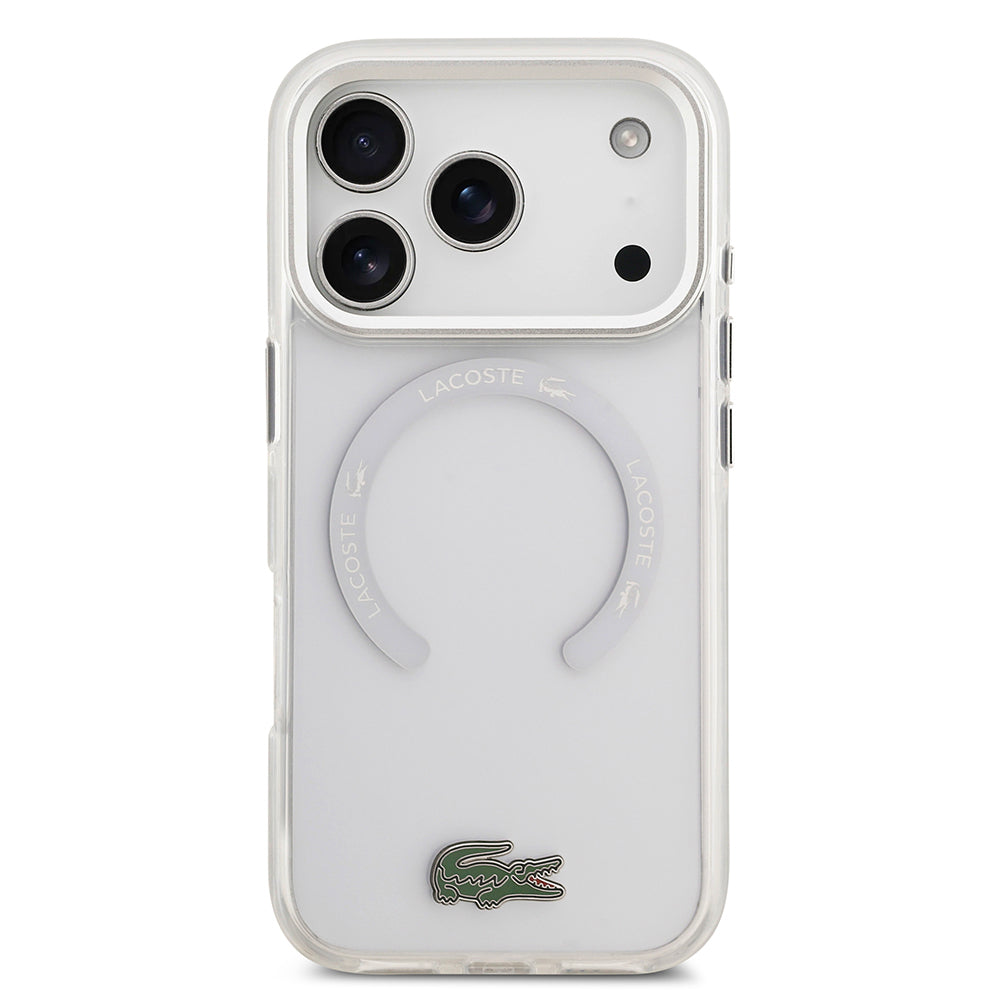 iPhone 17 Pro Kılıf Lacoste Orijinal Lisanslı M-safe Şarj Özellikli İkonik Timsah Logolu Buzlu Kılıf
