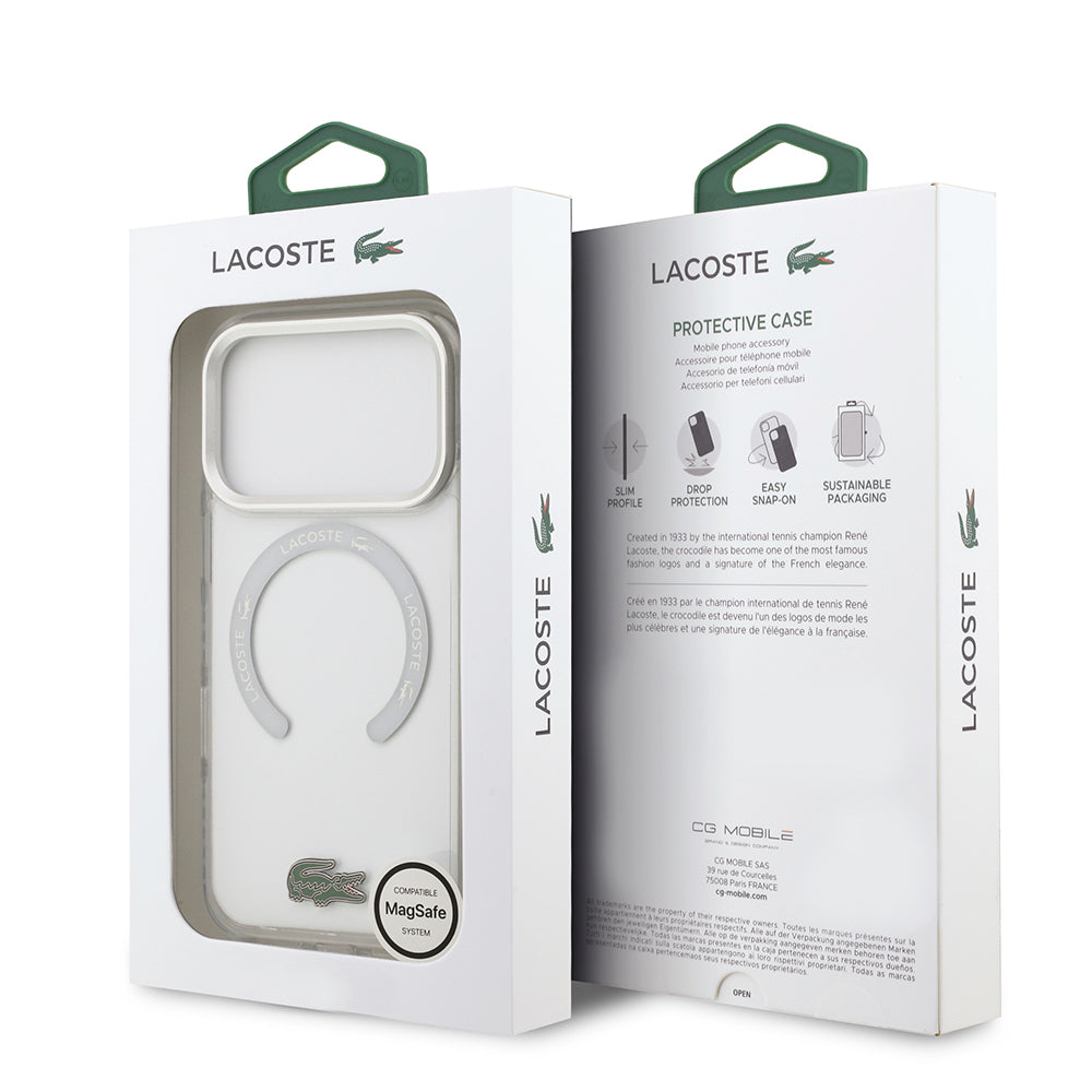 iPhone 17 Pro Kılıf Lacoste Orijinal Lisanslı M-safe Şarj Özellikli İkonik Timsah Logolu Buzlu Kılıf