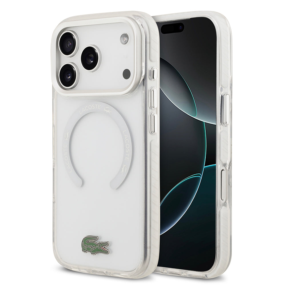 iPhone 17 Pro Kılıf Lacoste Orijinal Lisanslı M-safe Şarj Özellikli İkonik Timsah Logolu Buzlu Kılıf