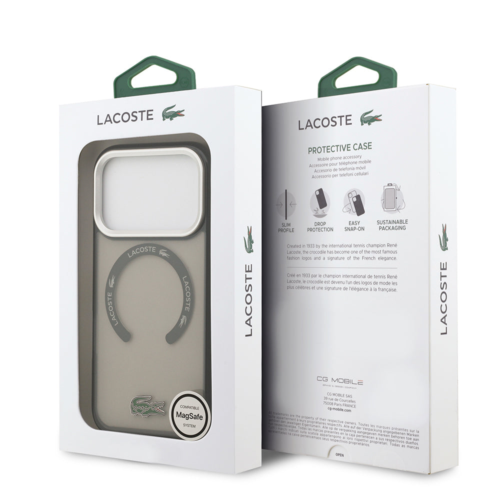 iPhone 17 Pro Kılıf Lacoste Orijinal Lisanslı M-safe Şarj Özellikli İkonik Timsah Logolu Buzlu Kılıf