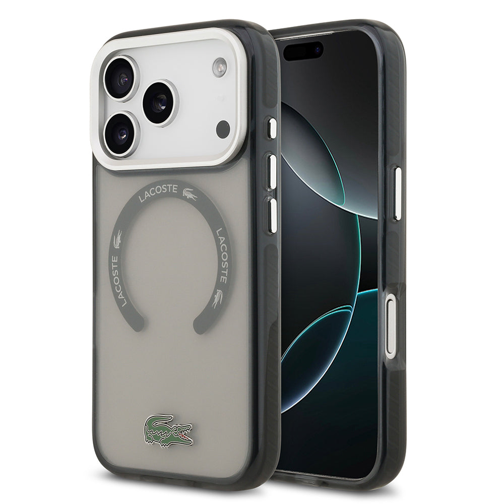 iPhone 17 Pro Kılıf Lacoste Orijinal Lisanslı M-safe Şarj Özellikli İkonik Timsah Logolu Buzlu Kılıf