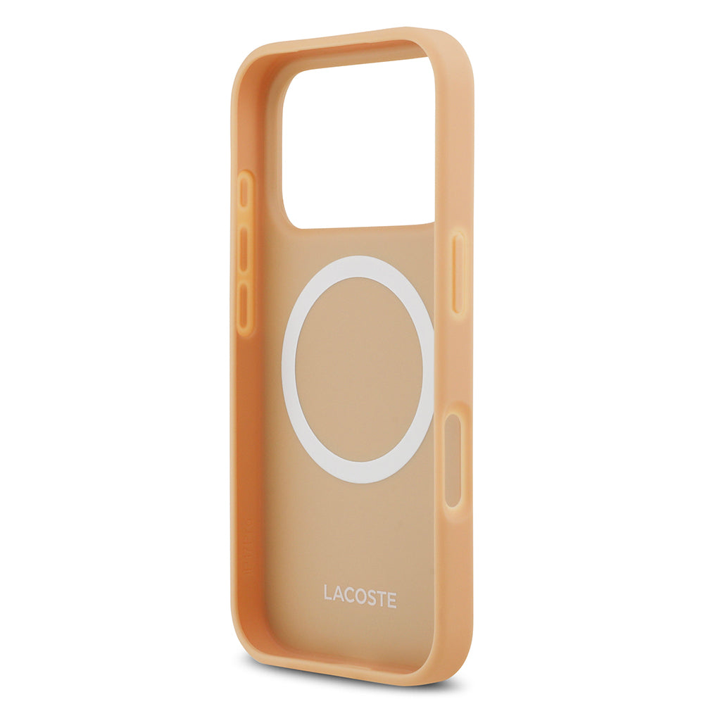 iPhone 17 Pro Kılıf Lacoste Orijinal Lisanslı M-safe Şarj Özellikli PU Deri Tasarımlı Karışık Monogram Desenli Kılıf