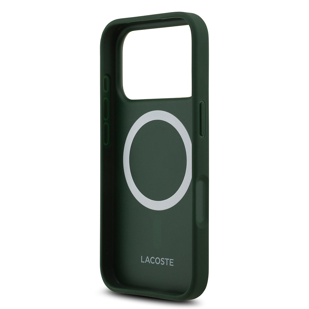 iPhone 17 Pro Kılıf Lacoste Orijinal Lisanslı M-safe Şarj Özellikli PU Deri Tasarımlı Metal Logolu Kılıf