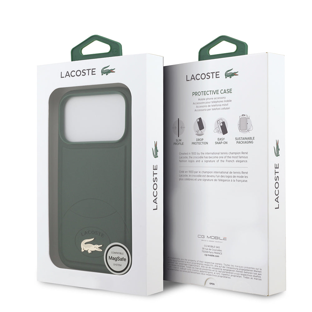 iPhone 17 Pro Kılıf Lacoste Orijinal Lisanslı M-safe Şarj Özellikli PU Deri Tasarımlı Metal Logolu Kılıf