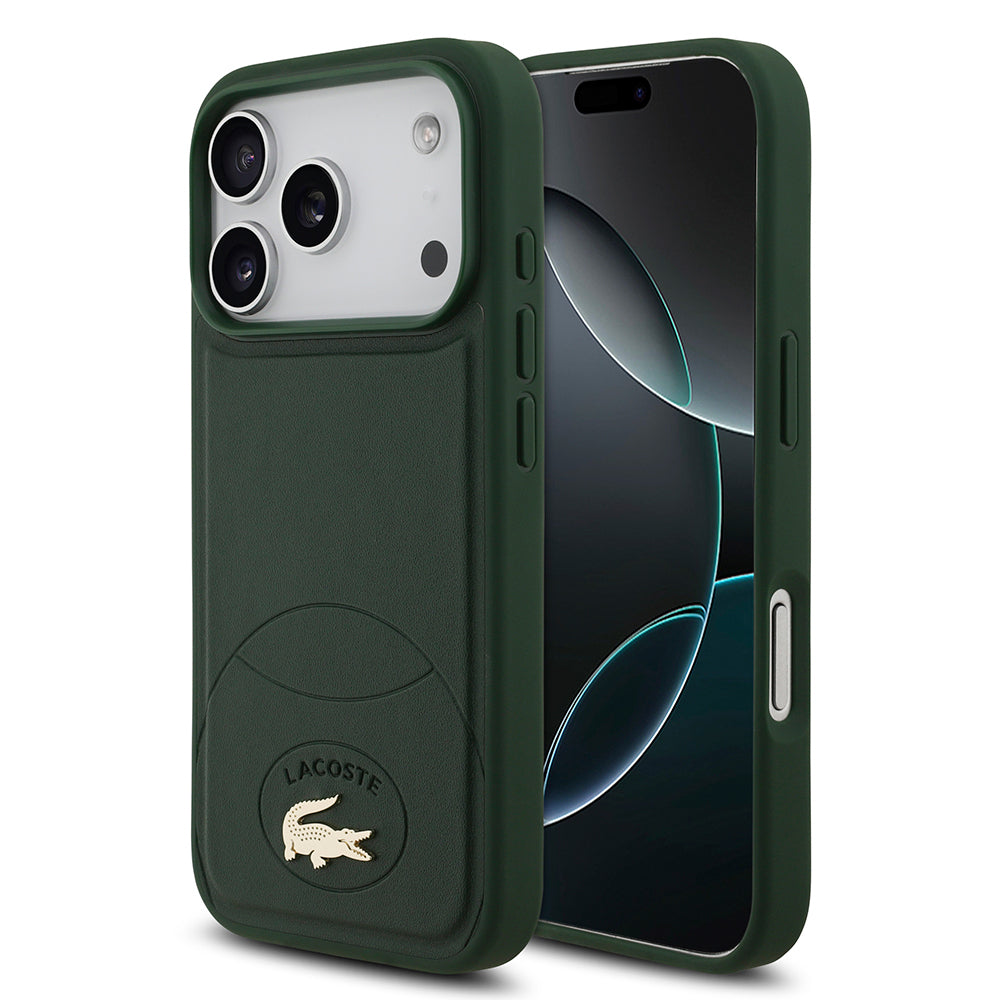 iPhone 17 Pro Kılıf Lacoste Orijinal Lisanslı M-safe Şarj Özellikli PU Deri Tasarımlı Metal Logolu Kılıf