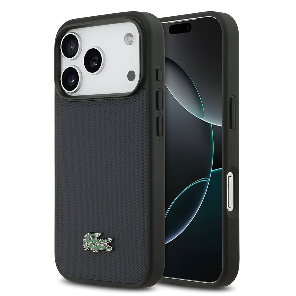 iPhone 17 Pro Kılıf Lacoste Orijinal Lisanslı M-safe Şarj Özellikli PU Pike Desenli Metal Logolu Kılıf